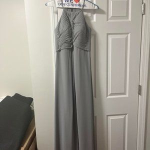 ALICEPUB Halter Chiffon Bridesmaid Dress in Dove Grey